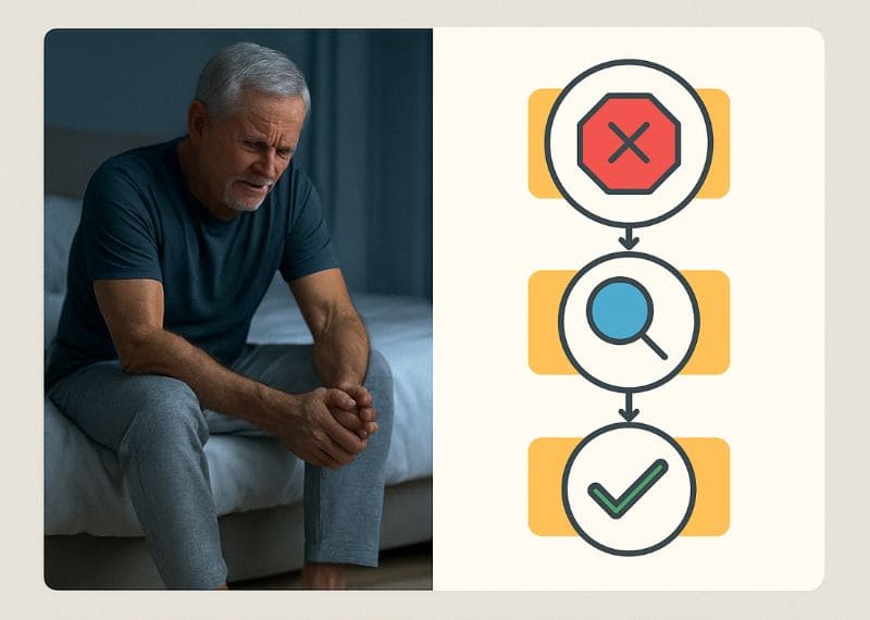 Ältere Person mit schmerzverzerrtem Gesicht – Symbolbild Nervenschmerzen