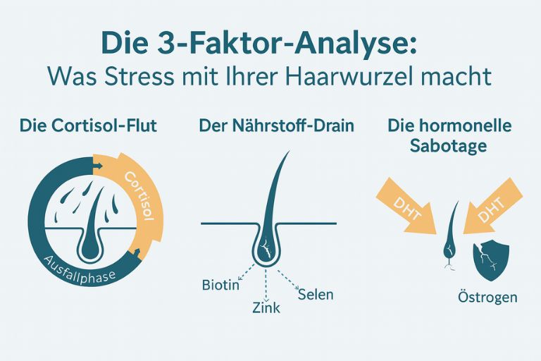 Infografik der 3-Faktor-Kaskade bei Haarausfall