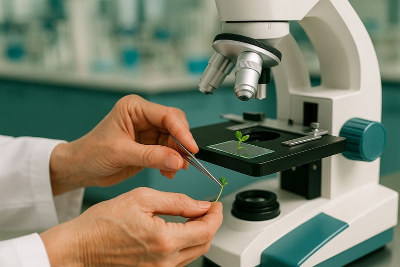 Wissenschaftlerin Dr. Holzer zeigt Details der Forschung im Labor