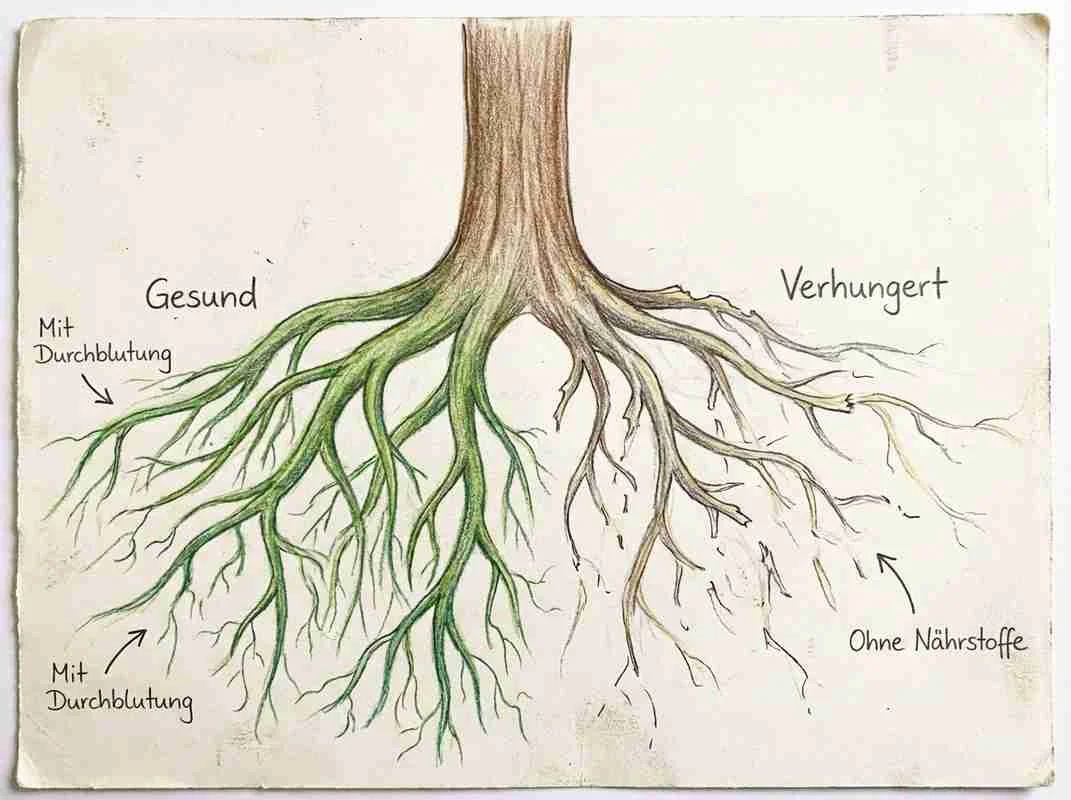 Handzeichnung: Nerven wie Baumwurzeln