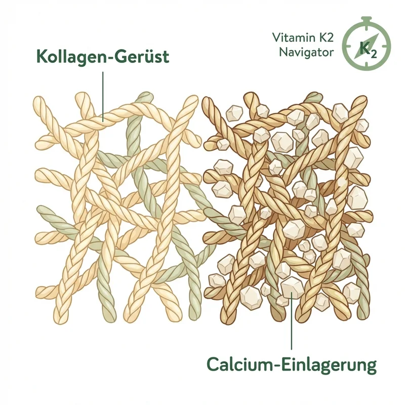 Vereinfachte Knochenstruktur: Kollagen-Gerüst und Calcium-Einlagerung