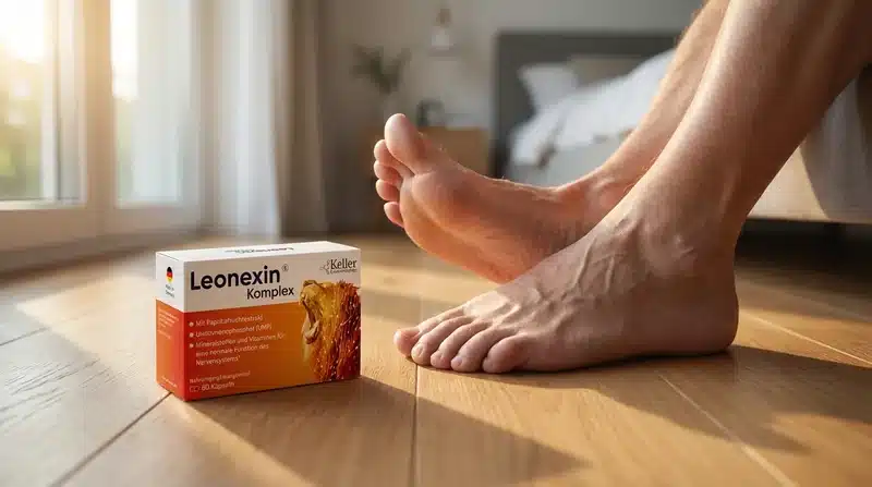 Mann sp&uuml;rt den Boden wieder unter den F&uuml;&szlig;en