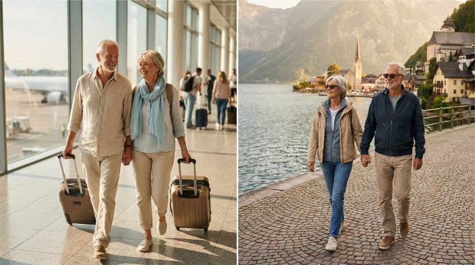 Älteres Paar reist unbeschwert