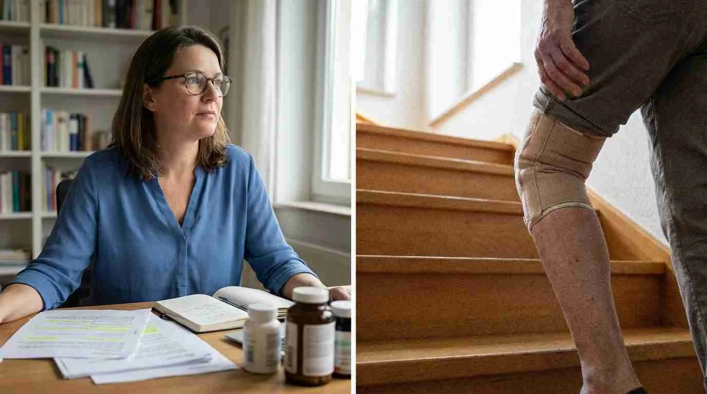 Vorher-Nachher Lifestyle-Kontrast bei Kniebeschwerden