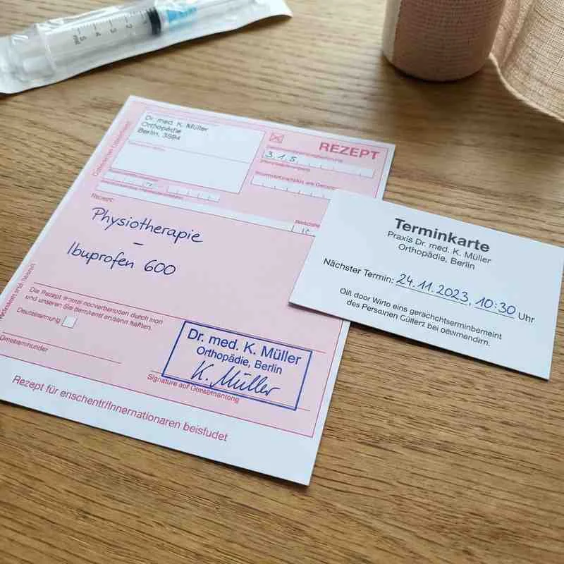 Arztrezept und Terminkarte