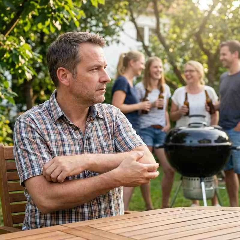 Thomas sitzt abseits bei Familienfeier