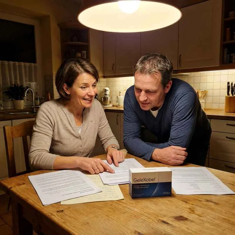 Thomas und seine Frau am Küchentisch mit Unterlagen