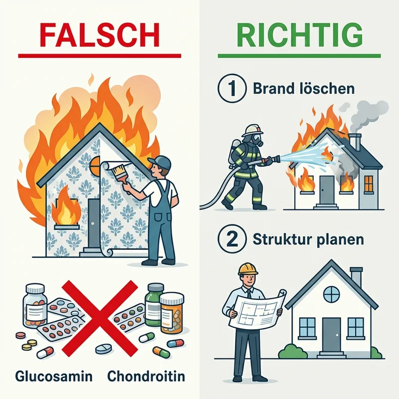 Infografik: Feuerwehr-und-Architekt-Prinzip — erst löschen, dann aufbauen