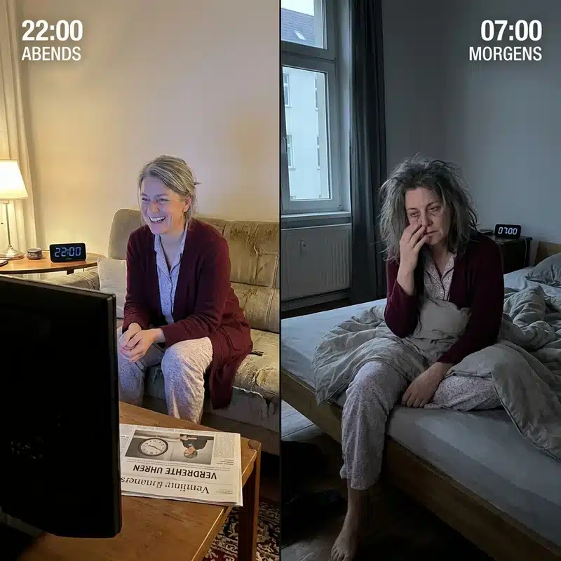 Frau abends hellwach und morgens ersch&ouml;pft