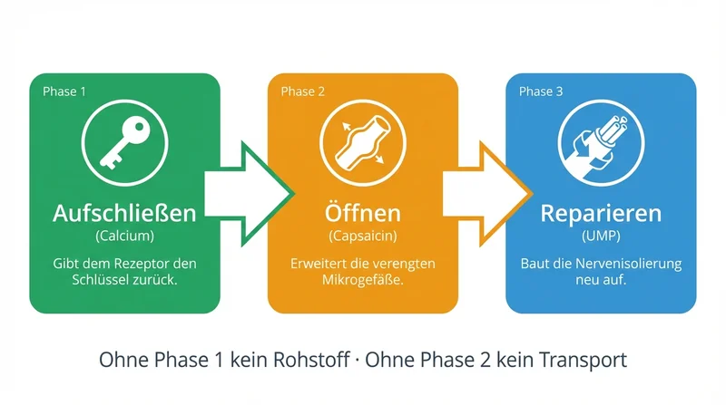 3-Phasen-System: Aufschlie&szlig;en, &Ouml;ffnen, Reparieren