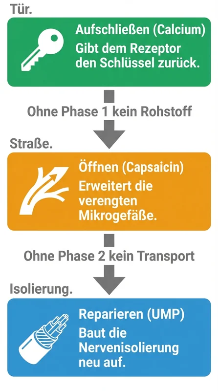 3-Phasen-System: Aufschlie&szlig;en, &Ouml;ffnen, Reparieren